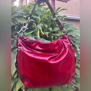 Women's Patent Leather Shoulder Bag - Red